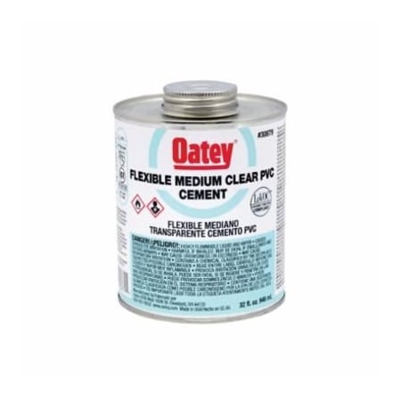 Oatey PVC Cement, Low VOC, 32 oz, Translucent Liquid, Clear 30879